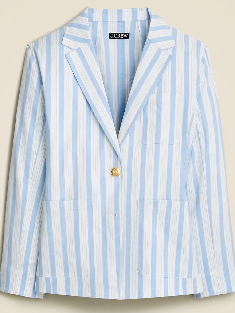 J. Crew Preppy Blue and White stripe Light Weight Loose Summer linen Blazer s M